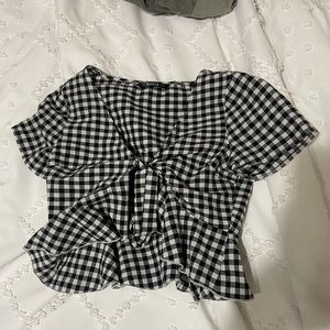 checkered tie crop top